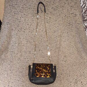 POUR LA VICTOIRE-Mini Crossbody-Black Leather & Tortoise Pattern-Near Mint